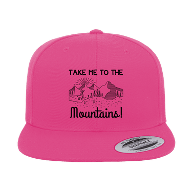Hiking Take Me To The Mountains Embroidered Flat Bill Cap